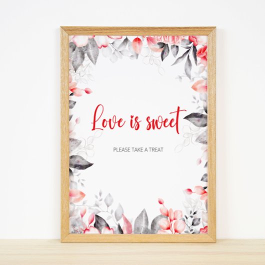 赤と灰色の水色の花の愛は甘い ポスター