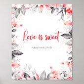 赤と灰色の水色の花の愛は甘い ポスター (正面)