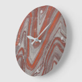 赤と灰色の波状砂岩フェイク岩 ラージ壁時計 (傾斜)