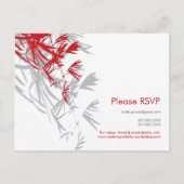 赤と灰色の竹葉のモダンZen Asian結婚's インビテーションポストカード (裏面)