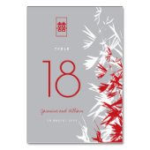 赤と灰色の竹葉の二重の幸福結婚の テーブルナンバー (裏面)