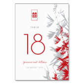 赤と灰色の竹葉の二重の幸福結婚の テーブルナンバー (正面)