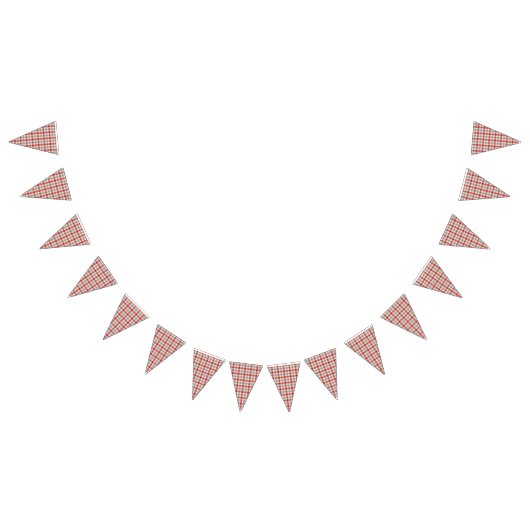 赤と灰色の農場スタイルの格子状 バンティングフラッグ (全)