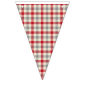 赤と灰色の農場スタイルの格子状 バンティングフラッグ (第3の旗)