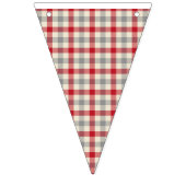 赤と灰色の農場スタイルの格子状 バンティングフラッグ (第1の旗)