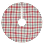 赤と灰色の農場スタイルの格子状 ブラッシュドポリエステルツリースカート (正面)