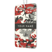 赤と灰色の迷彩自分の名前をパーソナライズ カーエアーフレッシュナー (左)