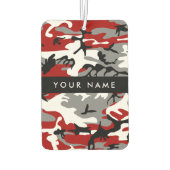 赤と灰色の迷彩自分の名前をパーソナライズ カーエアーフレッシュナー (裏面)