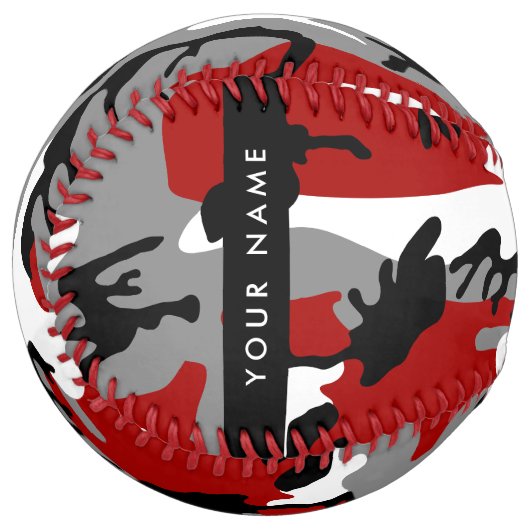 赤と灰色の迷彩自分の名前をパーソナライズ ソフトボール (正面左)