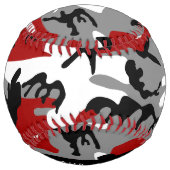 赤と灰色の迷彩自分の名前をパーソナライズ ソフトボール (裏面)