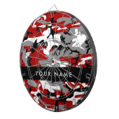 赤と灰色の迷彩自分の名前をパーソナライズ ダーツボード (正面右)