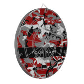 赤と灰色の迷彩自分の名前をパーソナライズ ダーツボード (正面左)