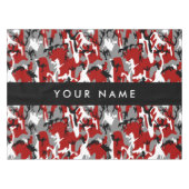 赤と灰色の迷彩自分の名前をパーソナライズ テーブルクロス (正面(横))