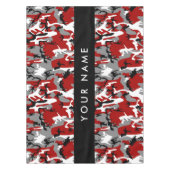 赤と灰色の迷彩自分の名前をパーソナライズ テーブルクロス (正面)