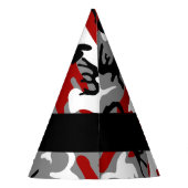 赤と灰色の迷彩自分の名前をパーソナライズ パーティーハット (裏面)