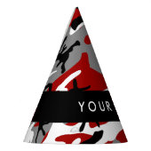赤と灰色の迷彩自分の名前をパーソナライズ パーティーハット (左)
