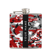 赤と灰色の迷彩自分の名前をパーソナライズ フラスク (正面)