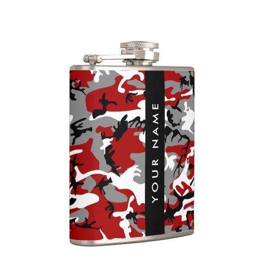 赤と灰色の迷彩自分の名前をパーソナライズ フラスク (右)
