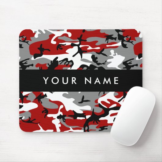 赤と灰色の迷彩自分の名前をパーソナライズ マウスパッド (マウス)
