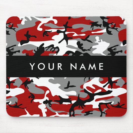 赤と灰色の迷彩自分の名前をパーソナライズ マウスパッド (正面)
