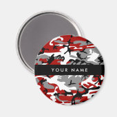 赤と灰色の迷彩自分の名前をパーソナライズ マグネット (正面/裏面)
