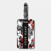 赤と灰色の迷彩自分の名前をパーソナライズ ラゲッジタグ (裏面縦)