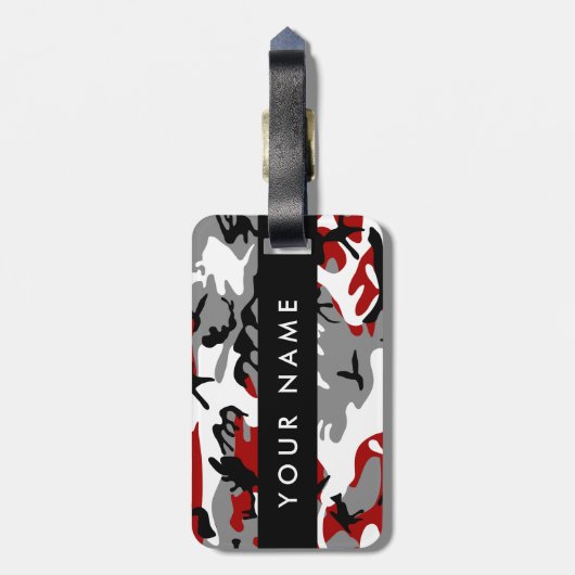 赤と灰色の迷彩自分の名前をパーソナライズ ラゲッジタグ (裏面縦)