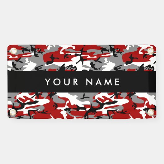 赤と灰色の迷彩自分の名前をパーソナライズ 横断幕 (横)
