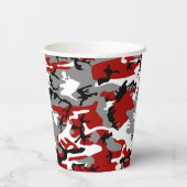 赤と灰色の迷彩自分の名前をパーソナライズ 紙コップ (裏面)