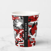 赤と灰色の迷彩自分の名前をパーソナライズ 紙コップ (正面)