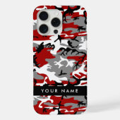 赤と灰色の迷彩自分の名前をパーソナライズ iPhoneケース (裏面)