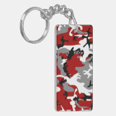 赤と灰色の迷彩、軍隊、陸軍 キーホルダー (正面左)