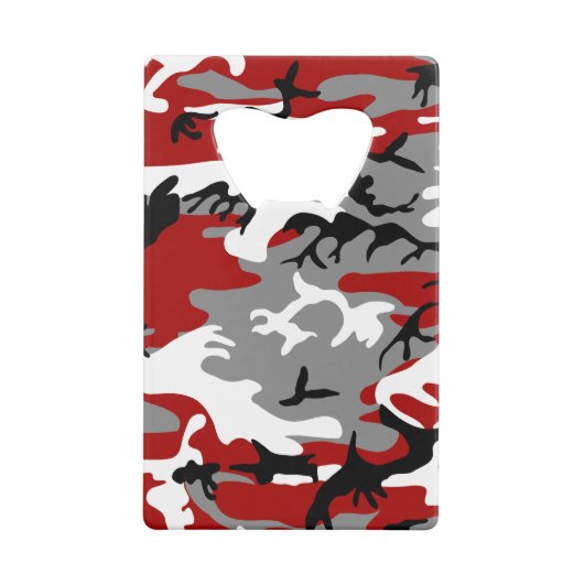 赤と灰色の迷彩、軍隊、陸軍 クレジットカード栓抜き (裏面)