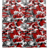 赤と灰色の迷彩、軍隊、陸軍 シャワーカーテン (正面)