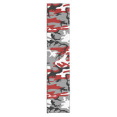 赤と灰色の迷彩、軍隊、陸軍 ショートテーブルランナー (正面)