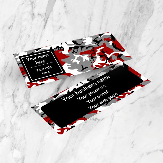 赤と灰色の迷彩、軍隊、陸軍 スキニー名刺