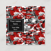 赤と灰色の迷彩、軍隊、陸軍 スクエア名刺 (裏面)
