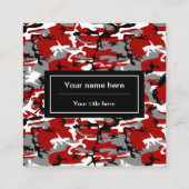 赤と灰色の迷彩、軍隊、陸軍 スクエア名刺 (裏面)