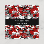 赤と灰色の迷彩、軍隊、陸軍 スクエア名刺 (裏面)