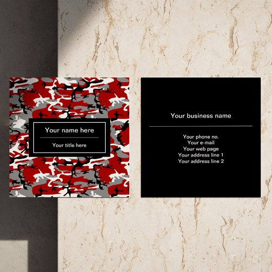 赤と灰色の迷彩、軍隊、陸軍 スクエア名刺