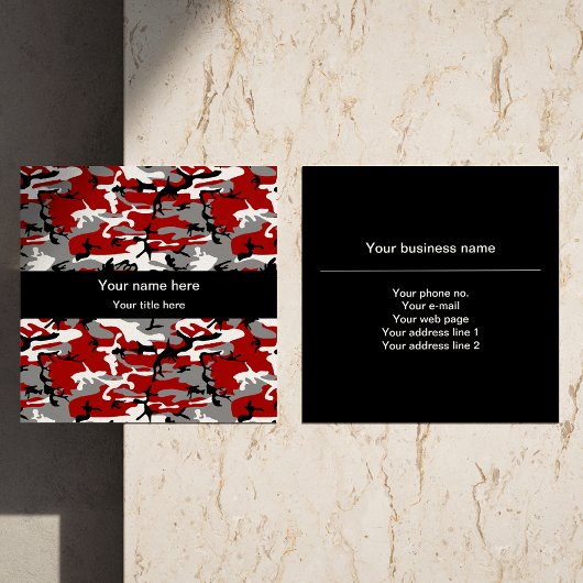 赤と灰色の迷彩、軍隊、陸軍 スクエア名刺