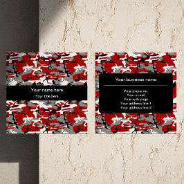 赤と灰色の迷彩、軍隊、陸軍 スクエア名刺