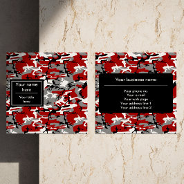 赤と灰色の迷彩、軍隊、陸軍 スクエア名刺