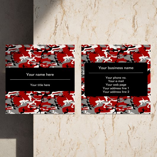 赤と灰色の迷彩、軍隊、陸軍 スクエア名刺