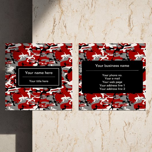 赤と灰色の迷彩、軍隊、陸軍 スクエア名刺