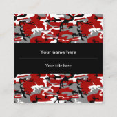 赤と灰色の迷彩、軍隊、陸軍 スクエア名刺 (裏面)