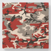 赤と灰色の迷彩、軍隊、陸軍 ストーンコースター (正面)