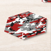 赤と灰色の迷彩、軍隊、陸軍 ペーパーコースター (アングル)