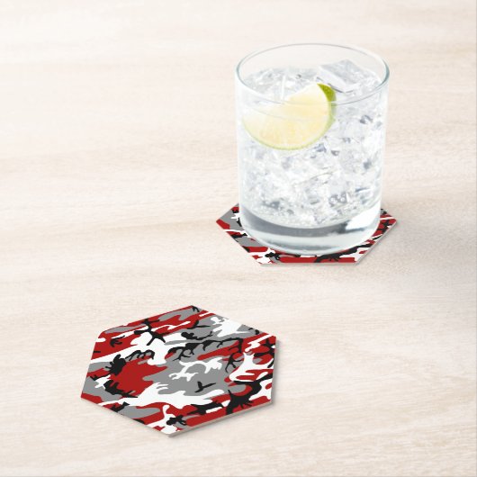 赤と灰色の迷彩、軍隊、陸軍 ペーパーコースター (インサイチュ)