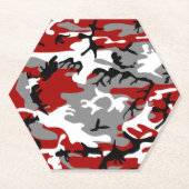 赤と灰色の迷彩、軍隊、陸軍 ペーパーコースター (正面)
